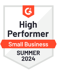 Badge: G2 High Performer Small Business 2024