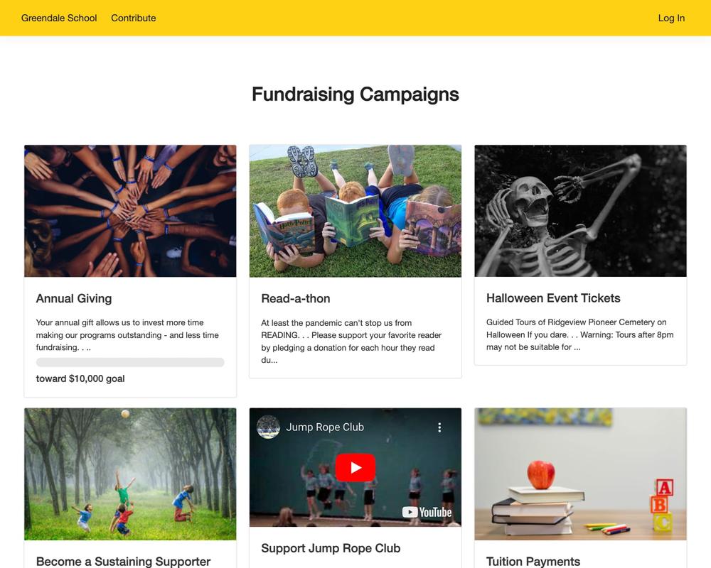 Templates simplify creating unique online campaigns for fundraising activities like crowdfunds, annual giving, and more.